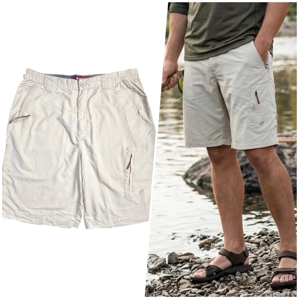 Simms | Men | Cor 3 Sandstone Nylon Performance Fishing Shorts | Size Medium